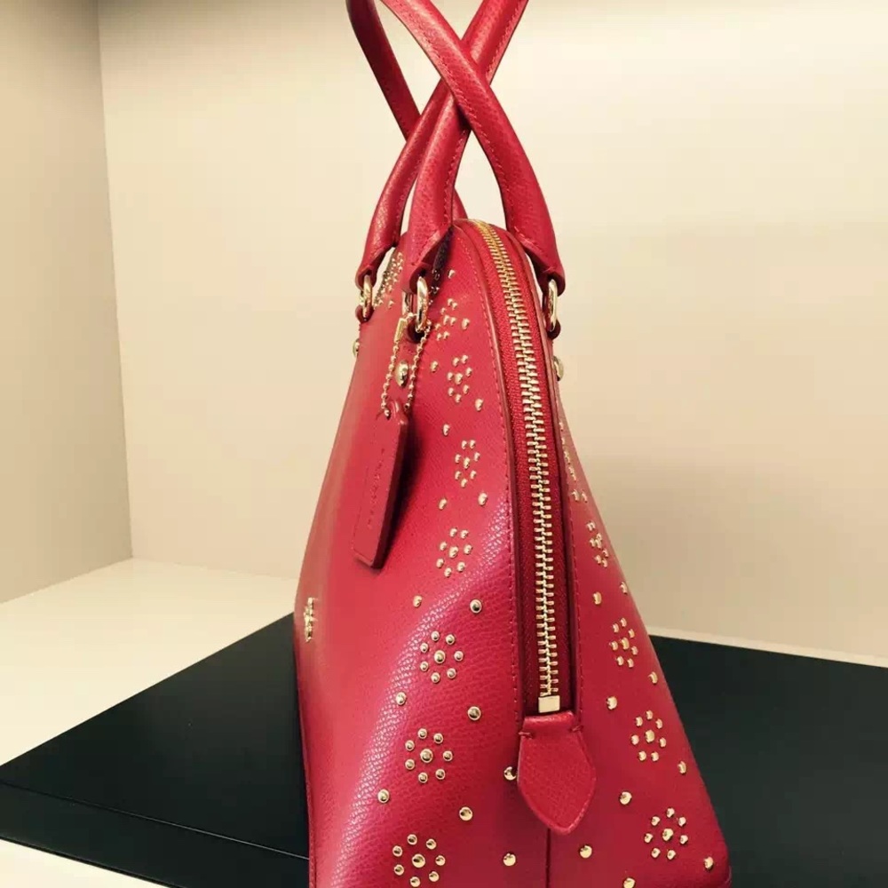 Authentic Coach BORDER STUD CORA DOMED limited design satchel bag NWT - Picture 2 of 12